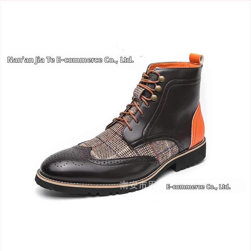 AliExpressi kevadised uued õmblustega teravatipulised kõrged nahast kingad, moodsed vabaajasaapad, pluss-suuruses Briti stiilis meeste kingad