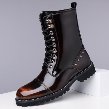 Pavasariniai aukštaauliai Martino stiliaus aulinukai, lengvi, storapadžiai, madingi vyriški aulinukai su užtrauktuku šone, odiniai „Chelsea“ stiliaus aulinukai