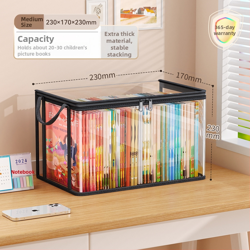Diákkönyv extra vastag tárolódoboz, tanterembe, átlátszó, porálló könyvtáska, háztartási régi könyvtároló doboz, nedvességálló