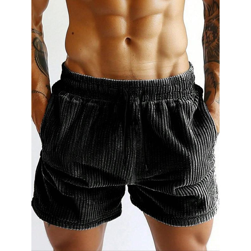 Ανδρικό σορτς με ριμπ ύφανση κανονικής εφαρμογής Cross-Border, άνετο, αναπνεύσιμο, casual
