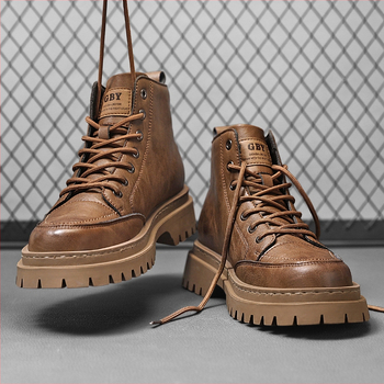 Ανδρικά φθινοπωρινά αδιάβροχα αθλητικά δερμάτινα παπούτσια Martin Boots, ανδρικά ρετρό βρετανικά μπότες ορειβασίας για υπαίθριες δραστηριότητες και καθημερινή χρήση.
