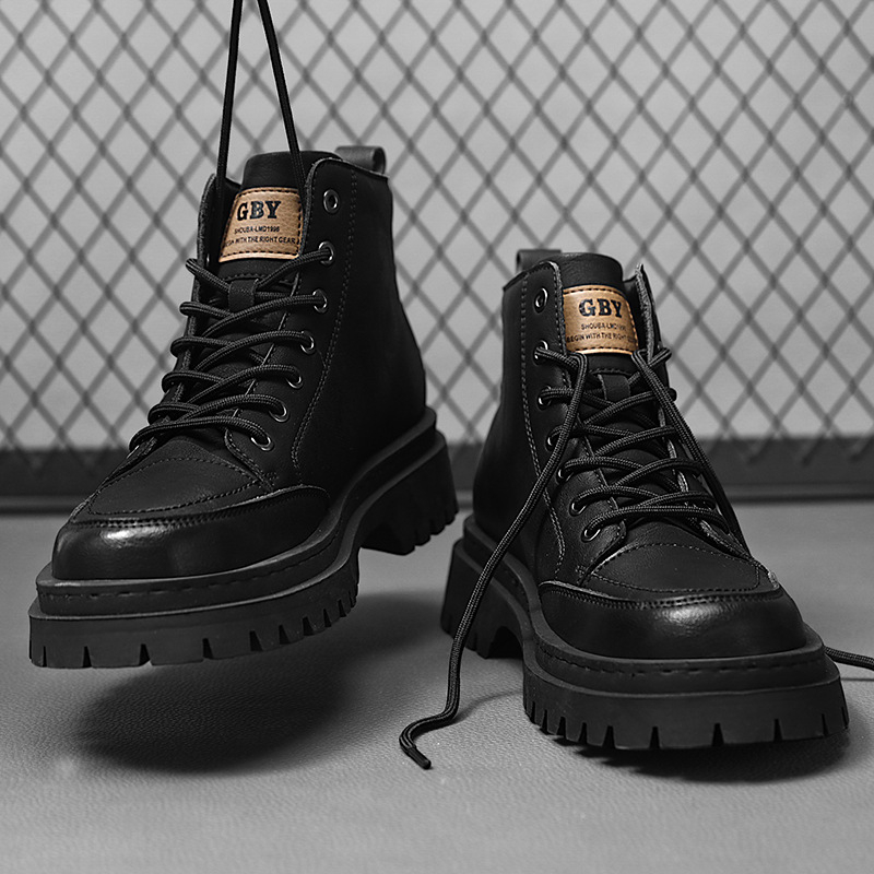 Cizme Martin pentru bărbați, toamna, impermeabile, de top mediu, sport, din piele, pantofi retro britanici, în aer liber, alpinism, casual, cizme de lucru