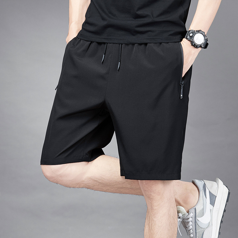 Pantaloni scurți de mătase de gheață de vară pentru bărbați, plus mărime, pantaloni casual lejeri, sport, uscare rapidă, lungime medie, pantaloni subțiri pentru bărbați, pantaloni all-match