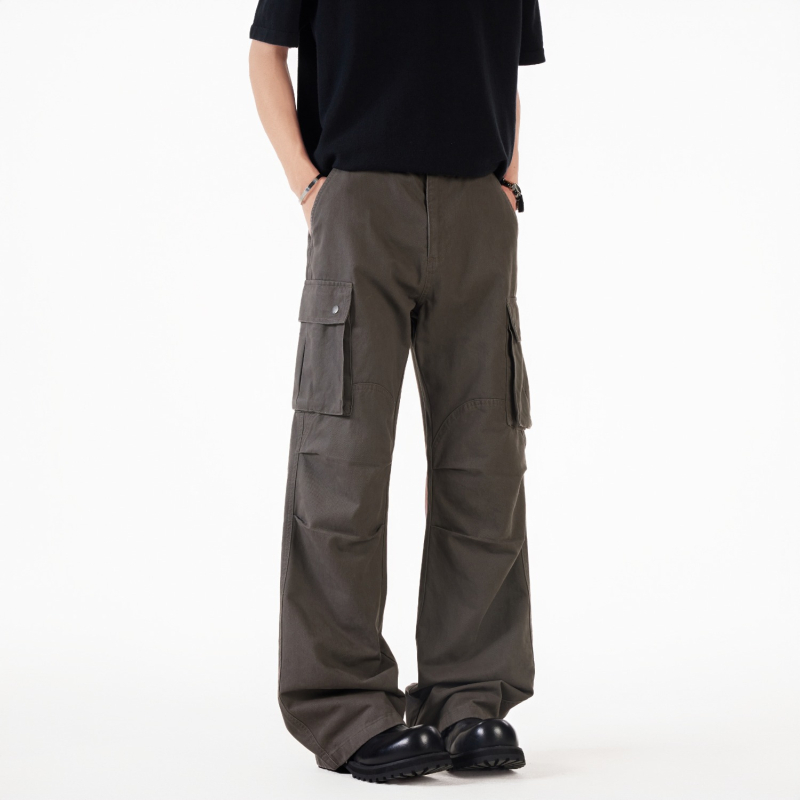 Többzsebes, rakott, férfi cargo nadrág, nyári hangulatú, amerikai retró, laza, mosott, vintage, egyenes, széles szárú, lezser nadrág