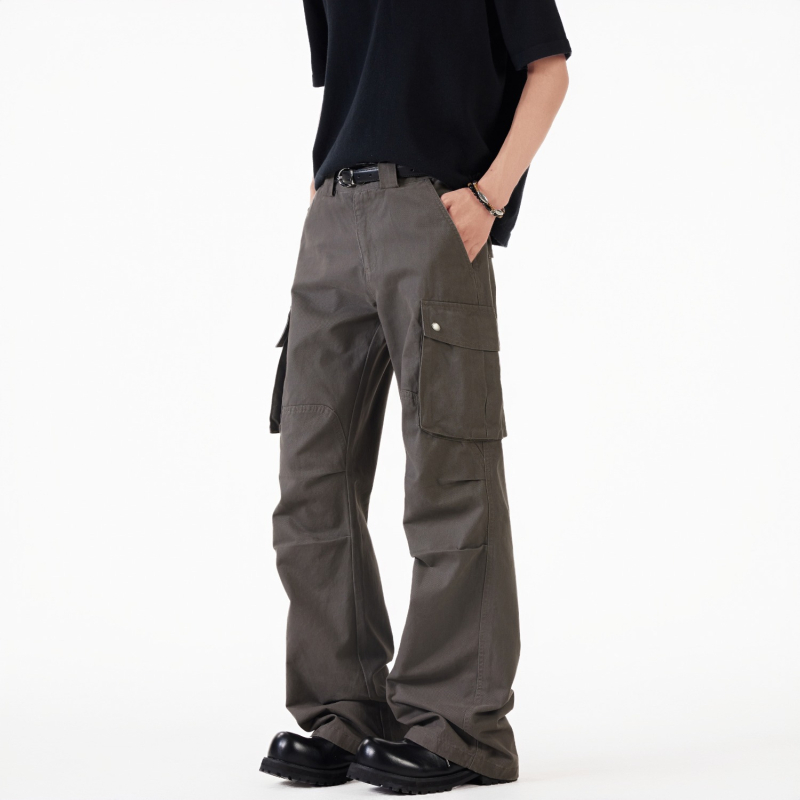 Többzsebes, rakott, férfi cargo nadrág, nyári hangulatú, amerikai retró, laza, mosott, vintage, egyenes, széles szárú, lezser nadrág