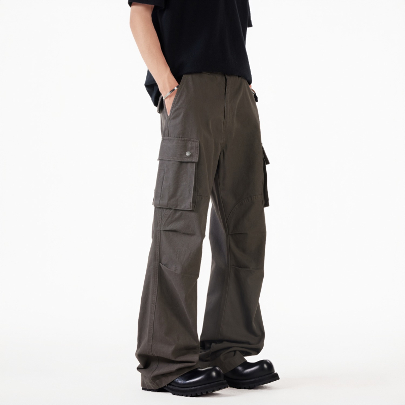 Többzsebes, rakott, férfi cargo nadrág, nyári hangulatú, amerikai retró, laza, mosott, vintage, egyenes, széles szárú, lezser nadrág