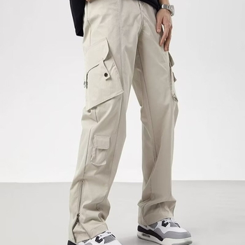 Amerikai főutcai férfi tavaszi és őszi divatmárka, bő, bő szárú, egyenes szárú, sokoldalú, divatos, lezser hosszú nadrág