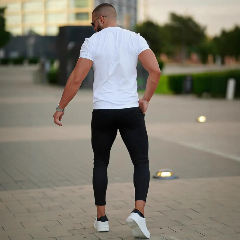 Pantaloni sport de fitness pentru bărbați, de vară, transfrontalieri europeni și americani, 2025, pantaloni casual Slim, casual, cu picioare mici, cu nouă puncte