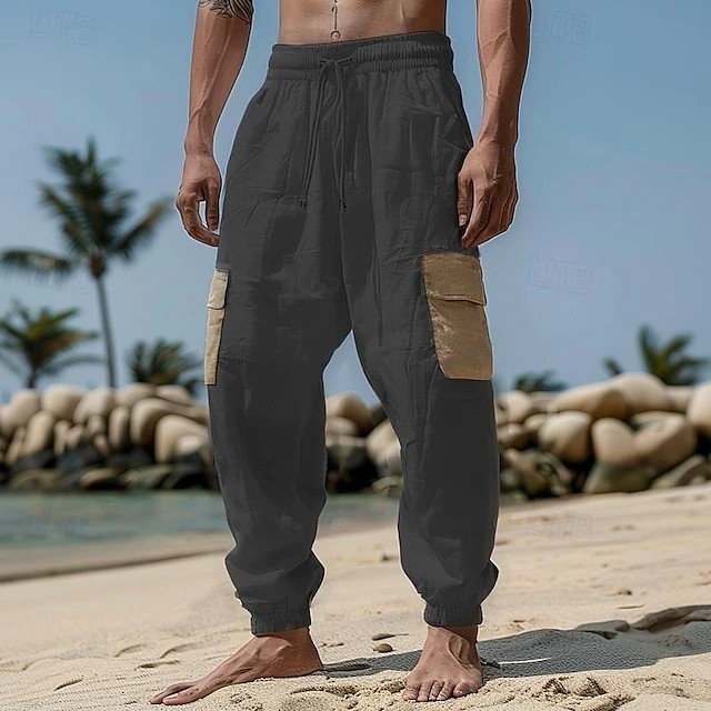 Férfi Amazon határokon átnyúló kültéri divatos hétköznapi nadrág strand egyenes nadrág egyszínű kényelmes utcai mindennapi ruházat