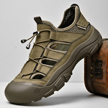 Férfi strandcipők 2025 nyári lélegző baotou szandálok férfi szabadtéri túracipők alkalmi plus size férfi cipők 46