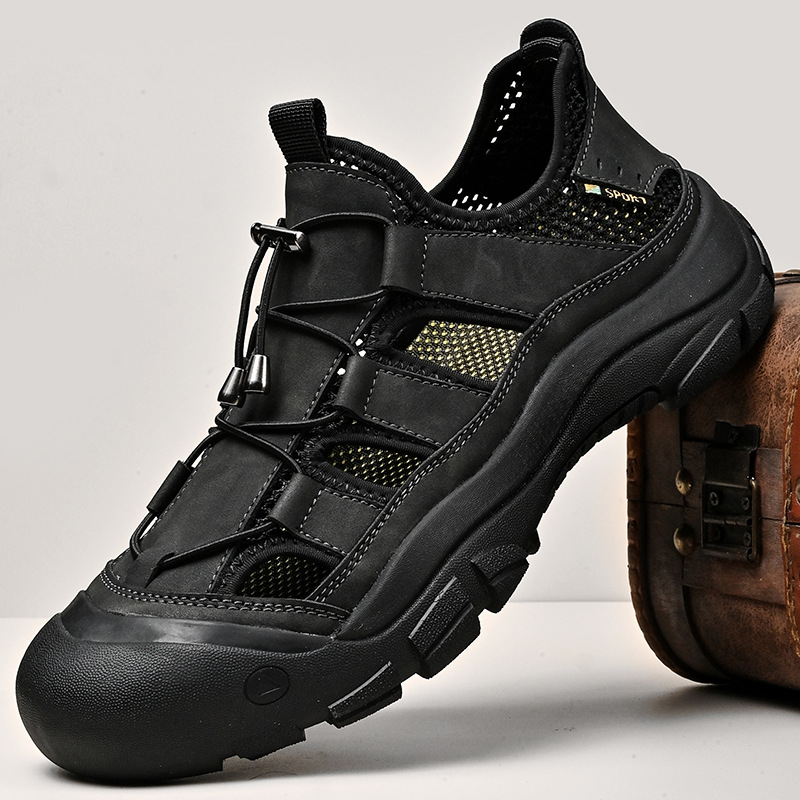 Férfi strandcipők 2025 nyári lélegző baotou szandálok férfi szabadtéri túracipők alkalmi plus size férfi cipők 46