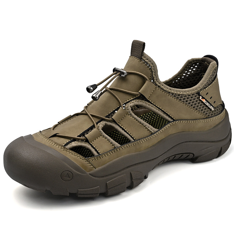 Férfi strandcipők 2025 nyári lélegző baotou szandálok férfi szabadtéri túracipők alkalmi plus size férfi cipők 46