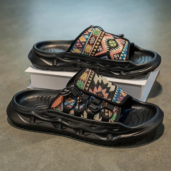Férfi alkalmi graffiti papucsok új stílusú vastag talpú sokoldalú magasságnövelő divatos bebújós papucsok ins divatos papucsok