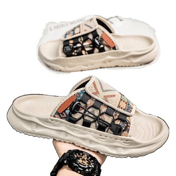 Férfi alkalmi graffiti papucsok új stílusú vastag talpú sokoldalú magasságnövelő divatos bebújós papucsok ins divatos papucsok