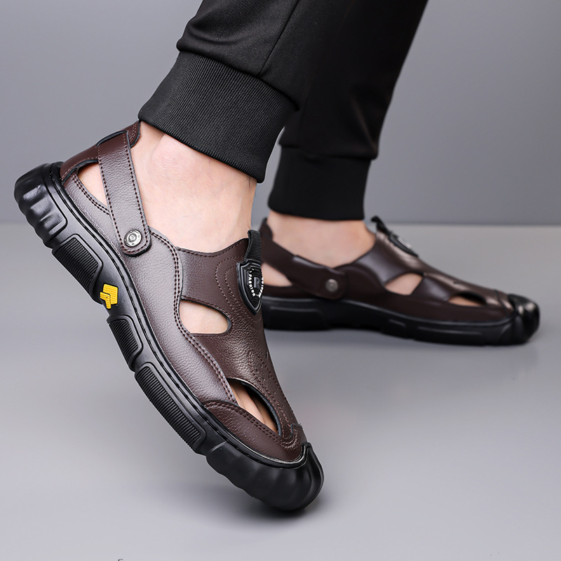 Sandale pentru bărbați 2025 Vara nouă Pantofi cu găuri respirabile Pantofi pentru bărbați Sandale din piele antiderapante casual versatile en-gros