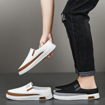 Ανδρικά Παπούτσια Διασυνοριακά Αναπνέοντα Νέας Στυλ Slip-On Casual Παπούτσια για Εξωτερική Χρήση Ανδρικές Παντόφλες με Μαλακή Σόλα Άνετες Παντόφλες μέχρι τα Μισά Δάχτυλα Χονδρική