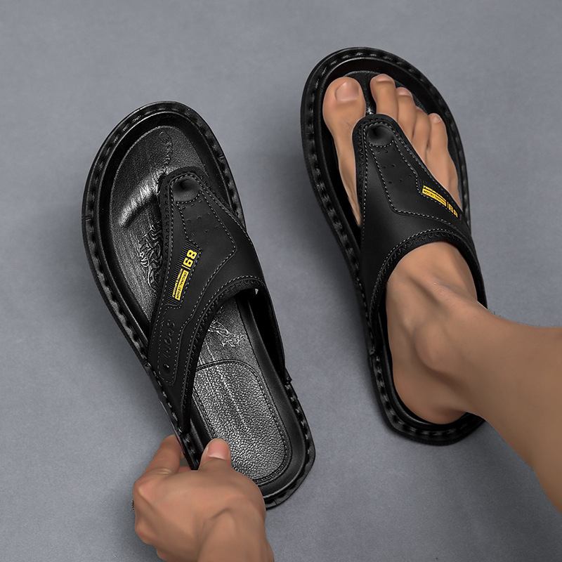 Vīriešu vasaras pārrobežu čības, jauna stila pludmales vīriešu iešļūcenes, ikdienišķas un ērtas, īpaši migrējošas ādas neslīdošas iešļūcenes