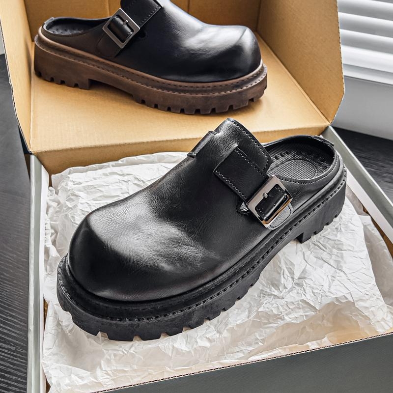 Suvised uued stiilid libisevate ninaosadega poolkorviga nahast kingad Lazy Boken meeste kingad Borkenshoesmen