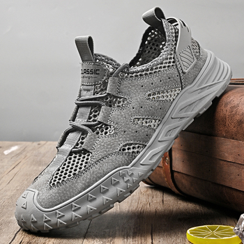 Παπούτσια μεγάλου μεγέθους από mesh για διασυνοριακή χρήση, άνοιξη και καλοκαίρι, νέα μοντέρνα παπούτσια από mesh, ανδρικά, αναπνεύσιμα, casual παπούτσια από γνήσιο δέρμα, νεανικά σανδάλια με μαλακή σόλα