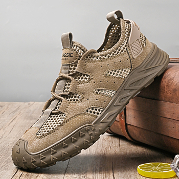 Παπούτσια μεγάλου μεγέθους από mesh για διασυνοριακή χρήση, άνοιξη και καλοκαίρι, νέα μοντέρνα παπούτσια από mesh, ανδρικά, αναπνεύσιμα, casual παπούτσια από γνήσιο δέρμα, νεανικά σανδάλια με μαλακή σόλα