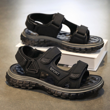Sandale bărbați de vară, îmbrăcăminte exterioară, antiderapantă, rezistentă la uzură, cu talpă groasă, sport, plajă, pantofi, Velcro, lucru, vietnameză