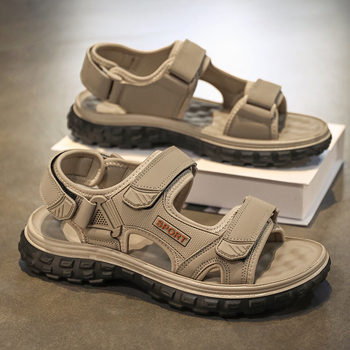 Sandale bărbați de vară, îmbrăcăminte exterioară, antiderapantă, rezistentă la uzură, cu talpă groasă, sport, plajă, pantofi, Velcro, lucru, vietnameză