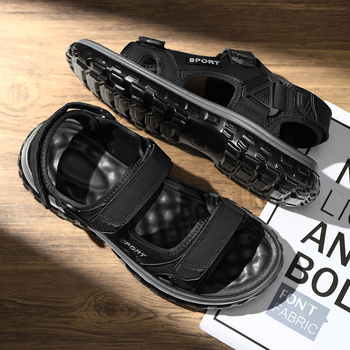 Sandale bărbați de vară, îmbrăcăminte exterioară, antiderapantă, rezistentă la uzură, cu talpă groasă, sport, plajă, pantofi, Velcro, lucru, vietnameză
