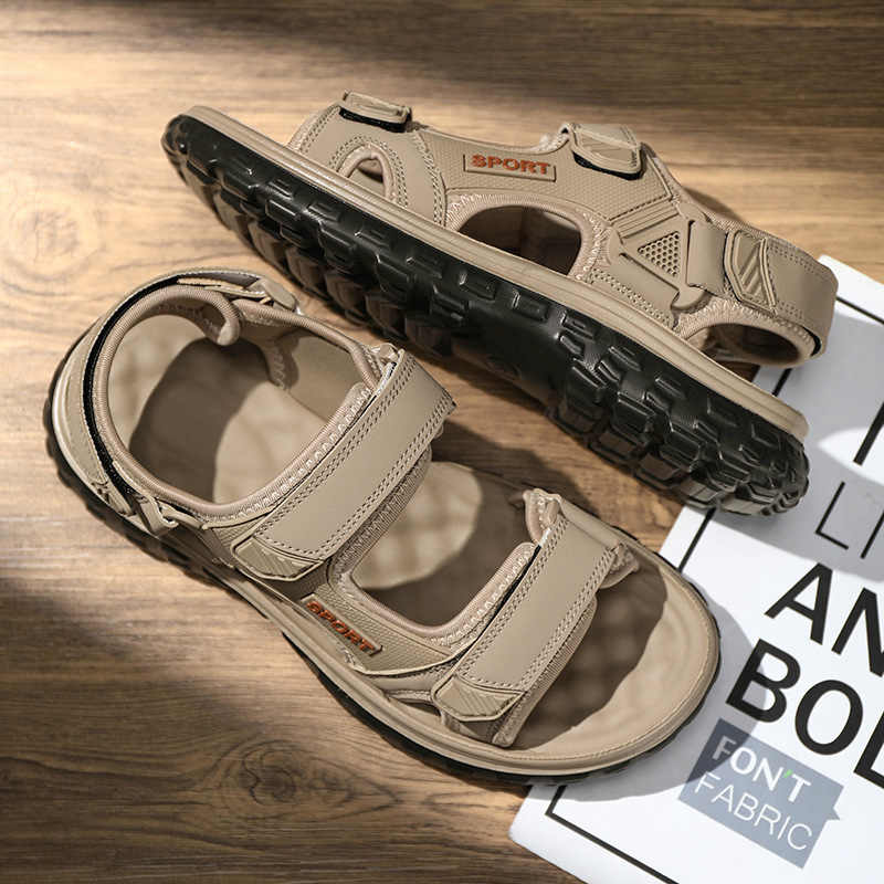 Sandale bărbați de vară, îmbrăcăminte exterioară, antiderapantă, rezistentă la uzură, cu talpă groasă, sport, plajă, pantofi, Velcro, lucru, vietnameză