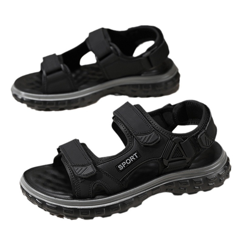 Sandale bărbați de vară, îmbrăcăminte exterioară, antiderapantă, rezistentă la uzură, cu talpă groasă, sport, plajă, pantofi, Velcro, lucru, vietnameză
