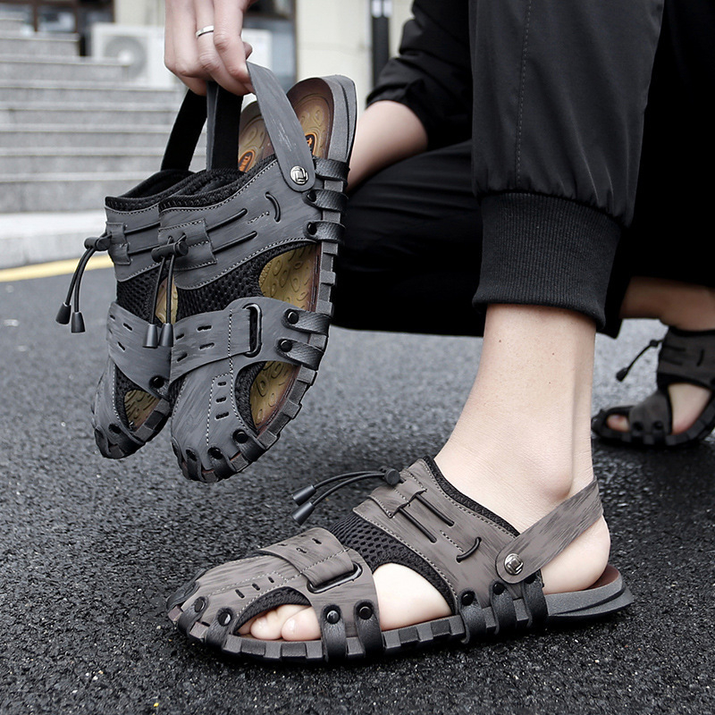 Pantofi de plajă pentru bărbați, vară nouă, 2024, Baotou, comerț exterior, sandale casual pentru bărbați, mărime plus, papuci de jumătate