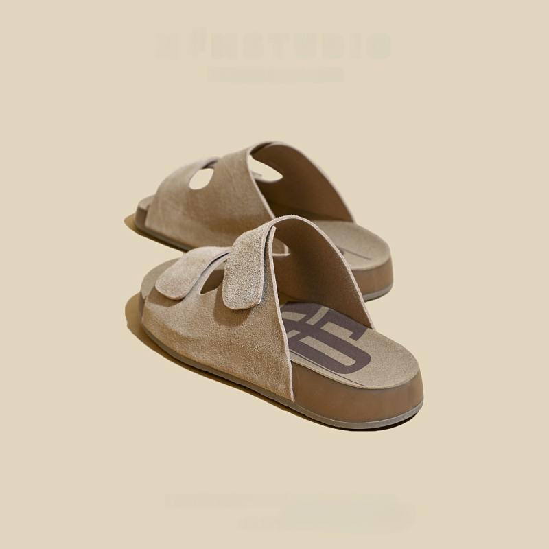 На склад Edition - Естествена кожа Borken Shoes Половинки чехли Дамски Лято 2025 Нов Аутфит Плоски Сандали Обувки на Платформа