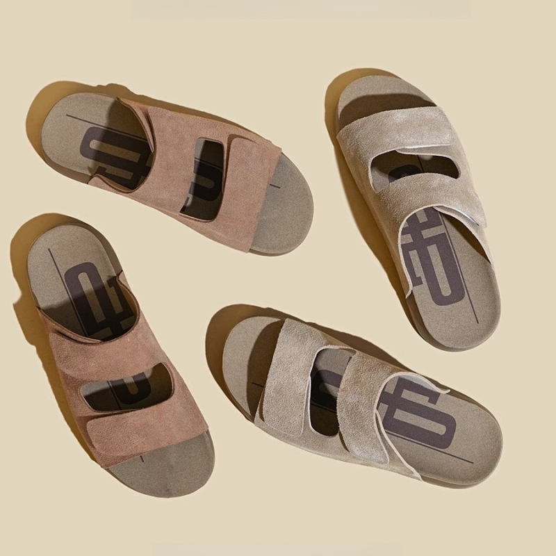 Sandėlyje Leidimas - Natūralios odos „Borken“ batai, šlepetės moterims, 2025 m. vasaros naujas komplektas, plokščiapadžiai basutės, platforminiai bateliai.