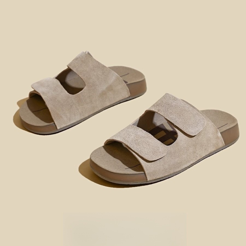 Sandėlyje Leidimas - Natūralios odos „Borken“ batai, šlepetės moterims, 2025 m. vasaros naujas komplektas, plokščiapadžiai basutės, platforminiai bateliai.