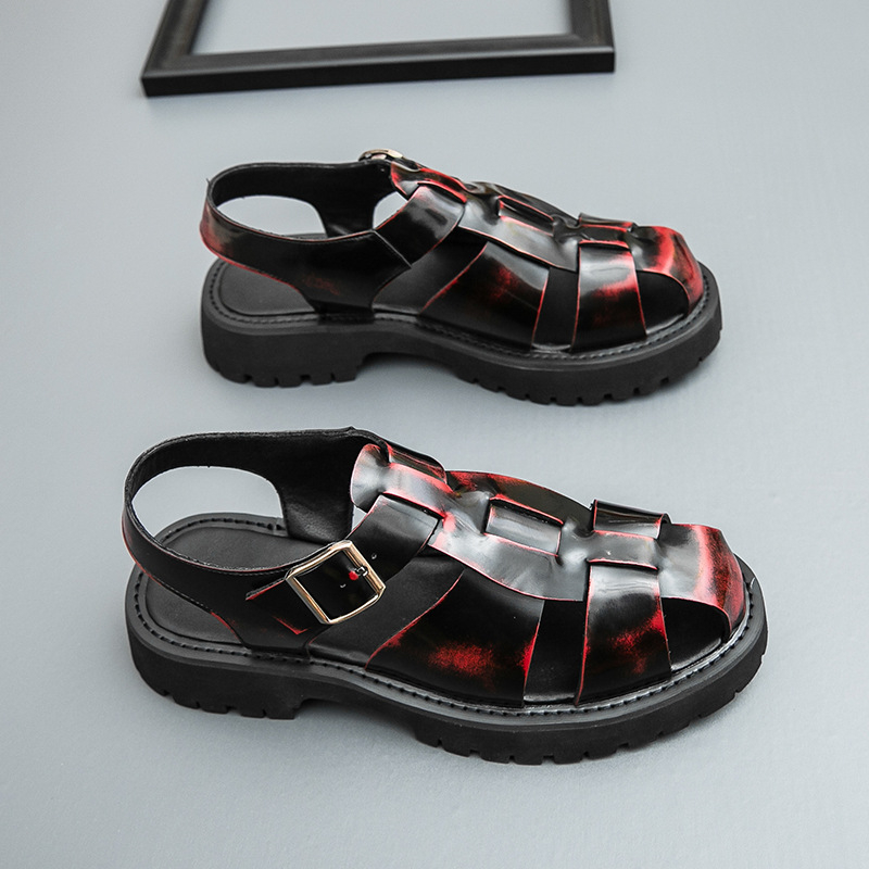 Férfi vastag talpú szandál, határon átnyúló, 46-os méret, nagy, nyári, új, üreges bőrcipők, divatos férfi üzleti alkalmi cipők nagykereskedelemben