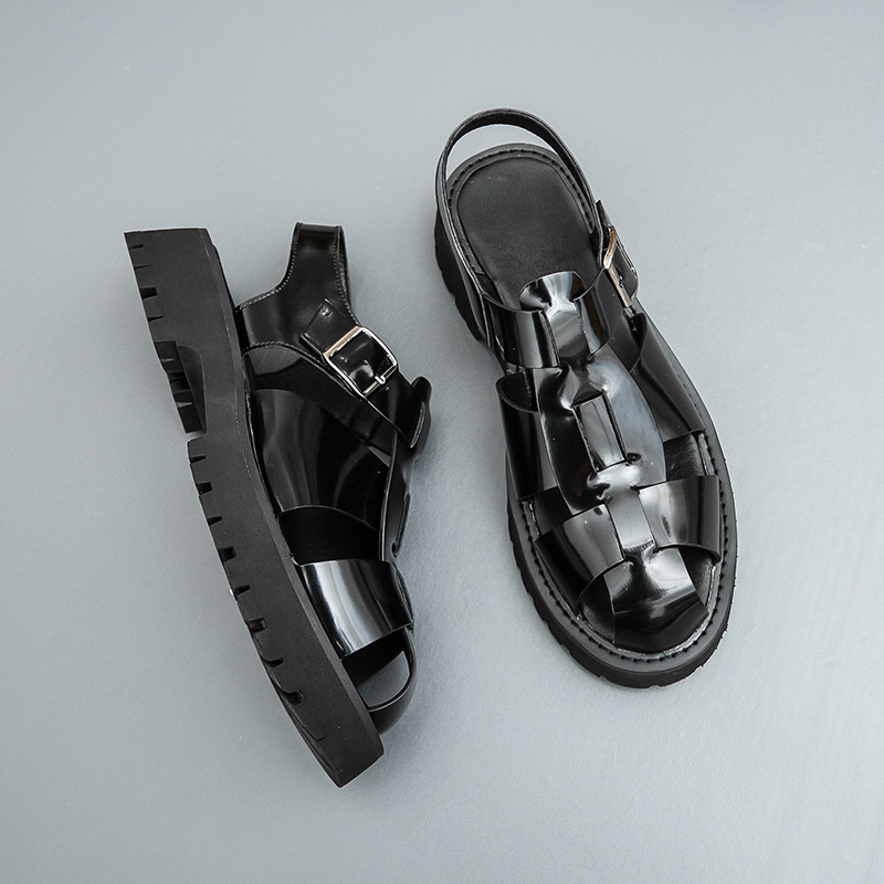 Férfi vastag talpú szandál, határon átnyúló, 46-os méret, nagy, nyári, új, üreges bőrcipők, divatos férfi üzleti alkalmi cipők nagykereskedelemben