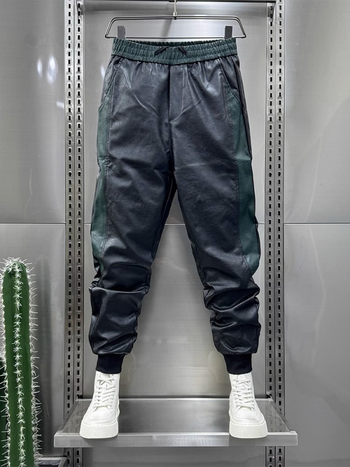 Férfi gyapjúbéléssel ellátott, vastagított motoros téli bőrnadrág, férfi motoros meleg, szélálló, laza szárú, hétköznapi nadrág