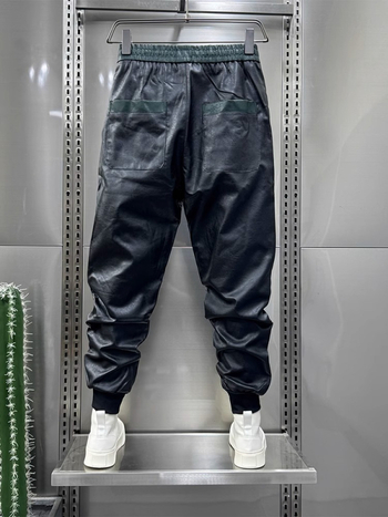 Férfi gyapjúbéléssel ellátott, vastagított motoros téli bőrnadrág, férfi motoros meleg, szélálló, laza szárú, hétköznapi nadrág