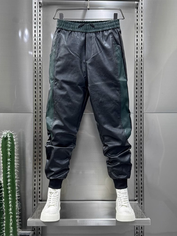 Férfi gyapjúbéléssel ellátott, vastagított motoros téli bőrnadrág, férfi motoros meleg, szélálló, laza szárú, hétköznapi nadrág