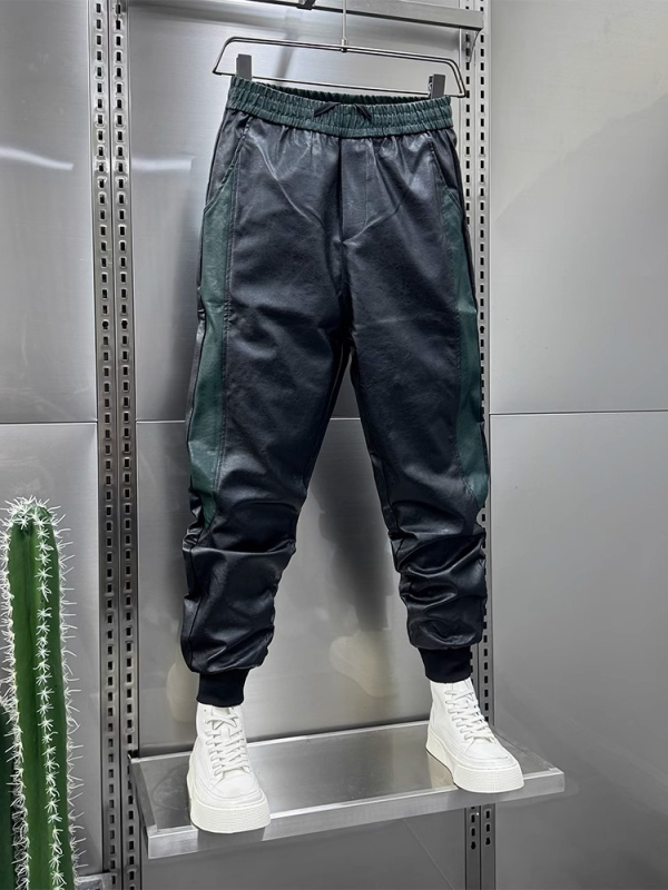 Férfi gyapjúbéléssel ellátott, vastagított motoros téli bőrnadrág, férfi motoros meleg, szélálló, laza szárú, hétköznapi nadrág