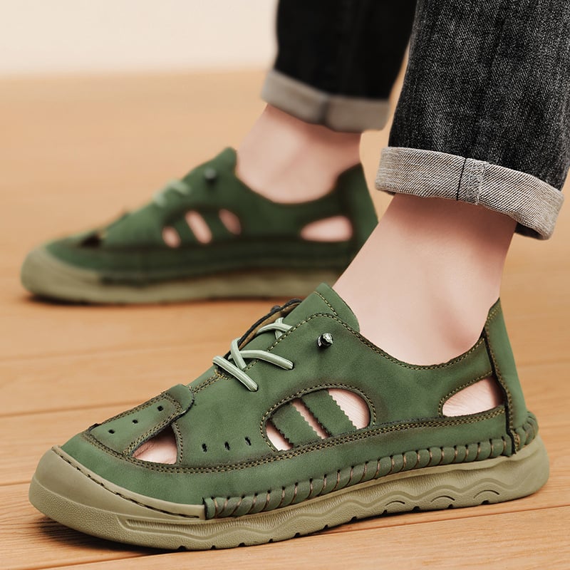 Sandale de vară pentru bărbați, lucrate manual, comerț exterior, plus mărime, sandale din piele, stație independentă, comerț exterior, pantofi clasici de plajă, sandale pentru bărbați