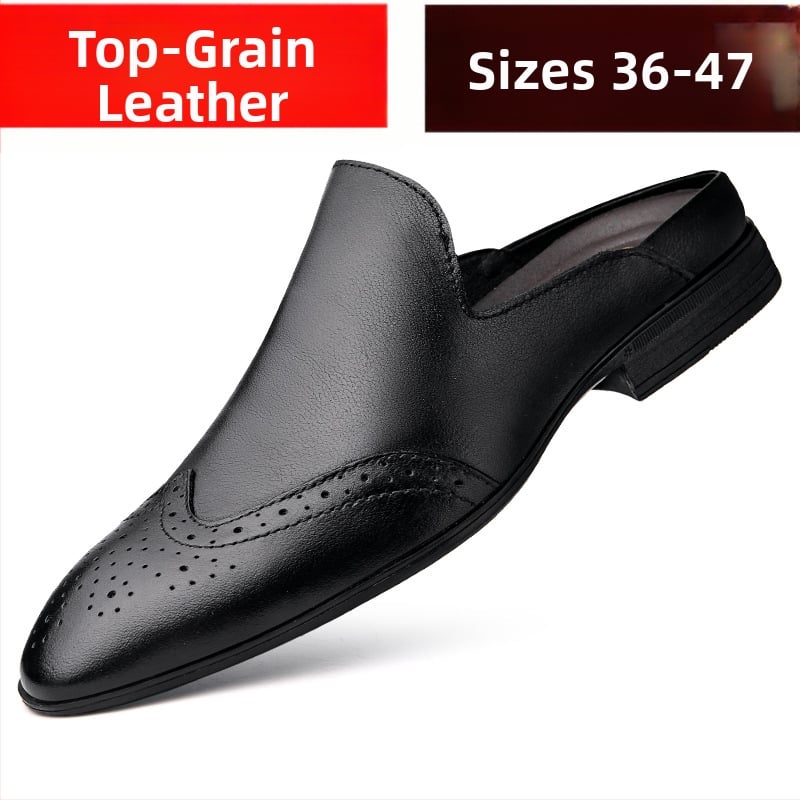 Vasaras vīriešu plus izmēra īstas ādas baotou pusčības 46 bez papēžiem 47 čības ar vienu vārdu, mazs izmērs 36 grebtas sandales 37