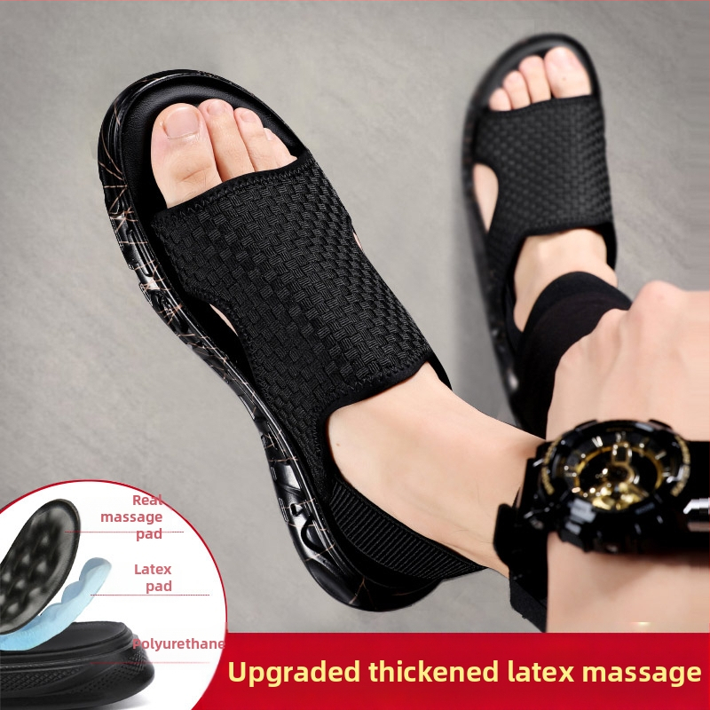 Férfi szandálok Nyári Felsőruházat 2025 Új Divatos Dezodor Szandálok Férfi Szőtt Kültéri Papucsok Hétköznapi Strandcipők