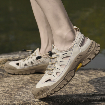 Sandale de vară pentru bărbați Cross-Border, cu vârfuri în formă de V, pantofi de plajă respirabili, populari, de mărime mare, cu plasă goală, 9588