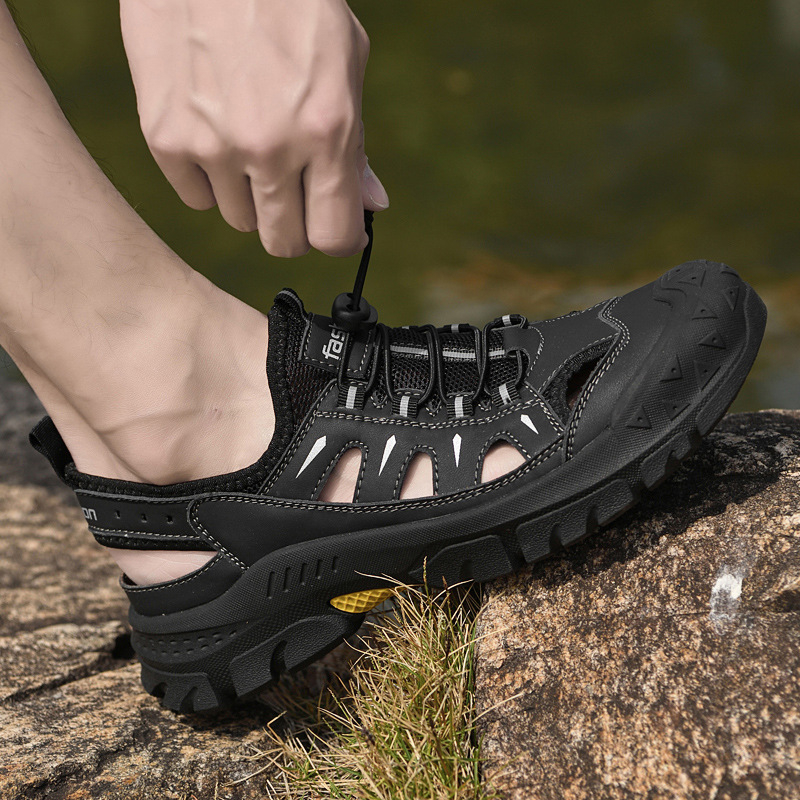 Sandale de vară pentru bărbați Cross-Border, cu vârfuri în formă de V, pantofi de plajă respirabili, populari, de mărime mare, cu plasă goală, 9588