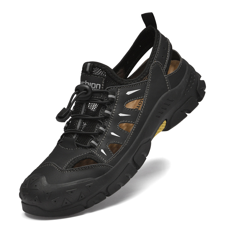 Sandale de vară pentru bărbați Cross-Border, cu vârfuri în formă de V, pantofi de plajă respirabili, populari, de mărime mare, cu plasă goală, 9588