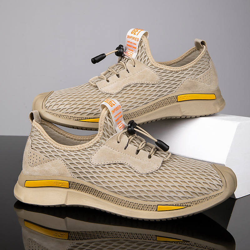 Férfi cipők, új nyári stílus, lélegző hálós cipő, lusta bebújós cipő, népszerű külkereskedelmi modell, rugalmas szalaggal, nagy méretű apacipő