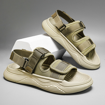 Sandale pentru bărbați, respirabile, cu talpă groasă, sport și agrement, pantofi de plajă, cu velcro, în aer liber, antiderapante, culoare solidă, papuci de conducere