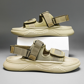 Sandale pentru bărbați, respirabile, cu talpă groasă, sport și agrement, pantofi de plajă, cu velcro, în aer liber, antiderapante, culoare solidă, papuci de conducere