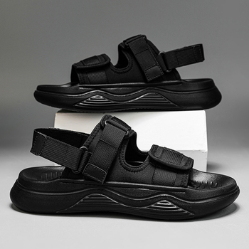 Sandale pentru bărbați, respirabile, cu talpă groasă, sport și agrement, pantofi de plajă, cu velcro, în aer liber, antiderapante, culoare solidă, papuci de conducere