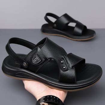 [Γνήσιο Δέρμα] Μεγάλα Ανδρικά Σανδάλια, Καλοκαιρινά, Casual, Παπούτσια Παραλίας για Εξωτερικά Ρούχα, Σανδάλια και Παντόφλες Διπλής Χρήσης Dropshipping